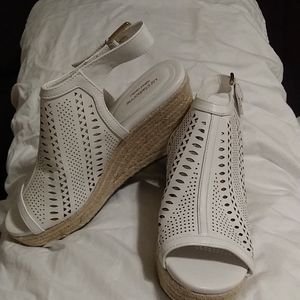 Liz Claiborne White roped platform shoes